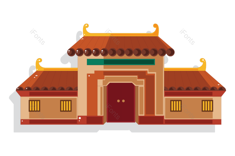 复古元素图片,房子元素,古建筑PNG,矢量元素免抠素材